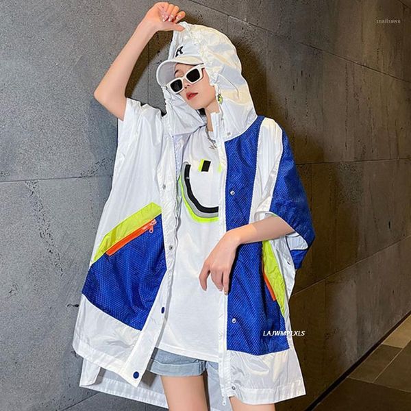 women's jackets streetwear front short back long women hooded coat 2021 summer patchwork female batwing sleeve, Black;brown
women's jackets streetwear front short back long women hooded coat 2021 summer patchwork female batwing sleeve, Black;brown