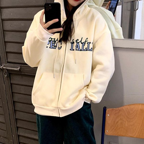 women's jackets 2 colors 2021 women autumn winter hooded coats zipper jacket casual clothing female letter embroidery warm coat womens, Black;brown
women's jackets 2 colors 2021 women autumn winter hooded coats zipper jacket casual clothing female letter embroidery warm coat womens, Black;brown