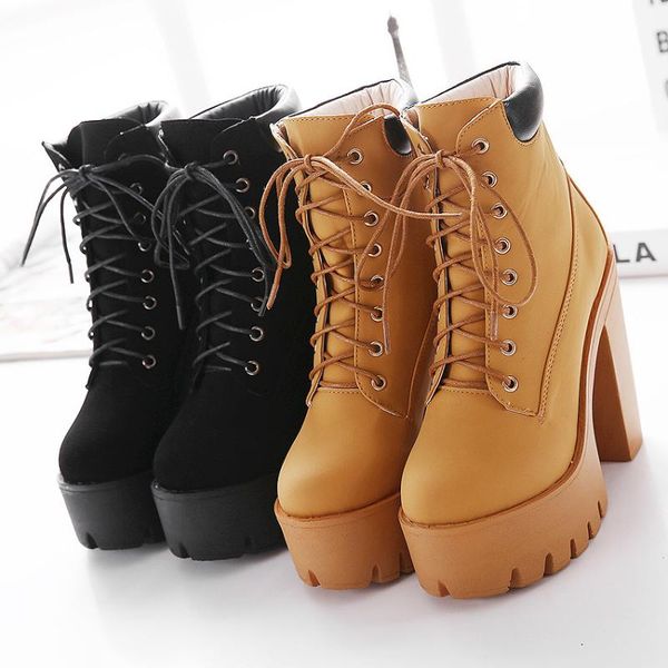 boots fashion spring autumn platform ankle women lace up thick heel ladies worker black big size 42
boots fashion spring autumn platform ankle women lace up thick heel ladies worker black big size 42