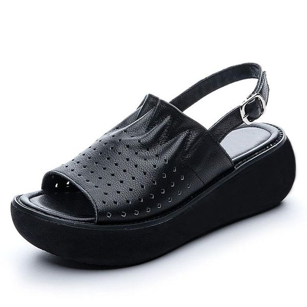 sandals 2021 concise summer wedges for women open toe shoes genuine leather pleated hollow high heel platform female, Black
sandals 2021 concise summer wedges for women open toe shoes genuine leather pleated hollow high heel platform female, Black
