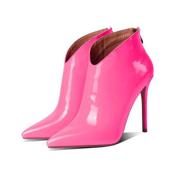 zawsthia patent pu leather fuschia red pointed toe v-cut super thin high heels womens stilettos booties fashion ankle boots, Black
zawsthia patent pu leather fuschia red pointed toe v-cut super thin high heels womens stilettos booties fashion ankle boots, Black