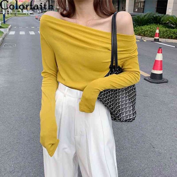 colorfaith new women spring autumn t-shirts vintage slash neck bottoming pull fashionable wild off shoulder t4086 210413, White
colorfaith new women spring autumn t-shirts vintage slash neck bottoming pull fashionable wild off shoulder t4086 210413, White