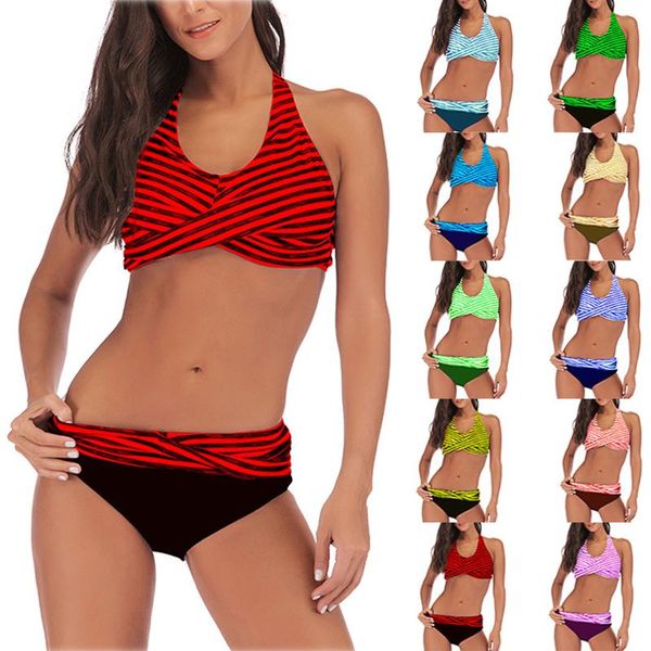 women's swimwear low waist bikini 2021 halter striped print women swimsuit female set bodysuit bathing suit summer biquini, White;black
women's swimwear low waist bikini 2021 halter striped print women swimsuit female set bodysuit bathing suit summer biquini, White;black
