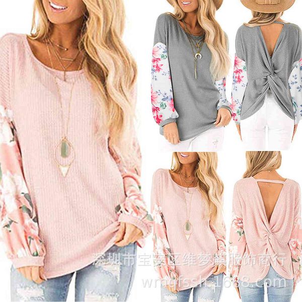 fashion sweater fine woolen 2021 open back women's stitched t-shirt, White;black
