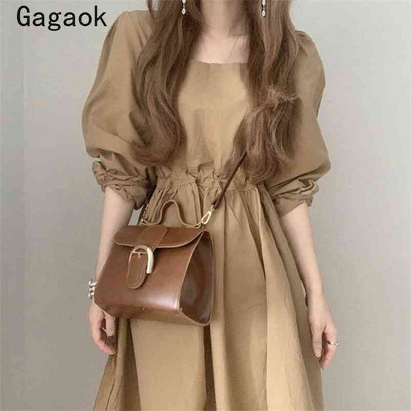 vintage a-line women dress spring autumn solid puff sleeve knee-length square collar chic wild vestidos k3844 210531, Black;gray
vintage a-line women dress spring autumn solid puff sleeve knee-length square collar chic wild vestidos k3844 210531, Black;gray