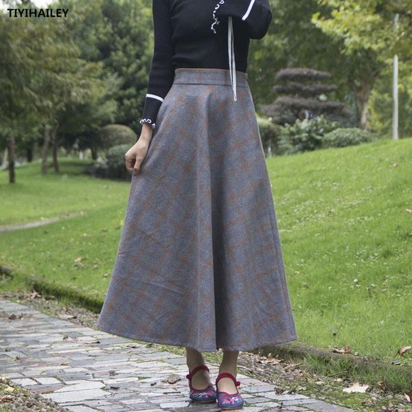 skirts tiyihailey vintage maxi thick a-line for women elastic waist winter plaid woolen warm with pocket, Black
skirts tiyihailey vintage maxi thick a-line for women elastic waist winter plaid woolen warm with pocket, Black