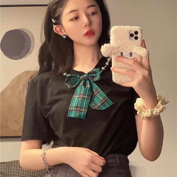 women's t-shirt summer bow beaded short sleeve t shirts women clothes korean sweet style casual o-neck tees loose ladies fashion brand, White
women's t-shirt summer bow beaded short sleeve t shirts women clothes korean sweet style casual o-neck tees loose ladies fashion brand, White