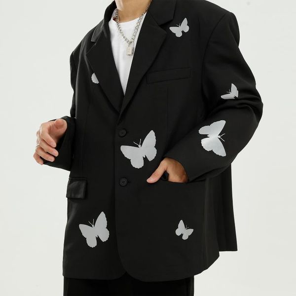 men's clothing | autumn 2021 korean reflective printing super fire butterfly suit coat suits & blazers, White;black
men's clothing | autumn 2021 korean reflective printing super fire butterfly suit coat suits & blazers, White;black