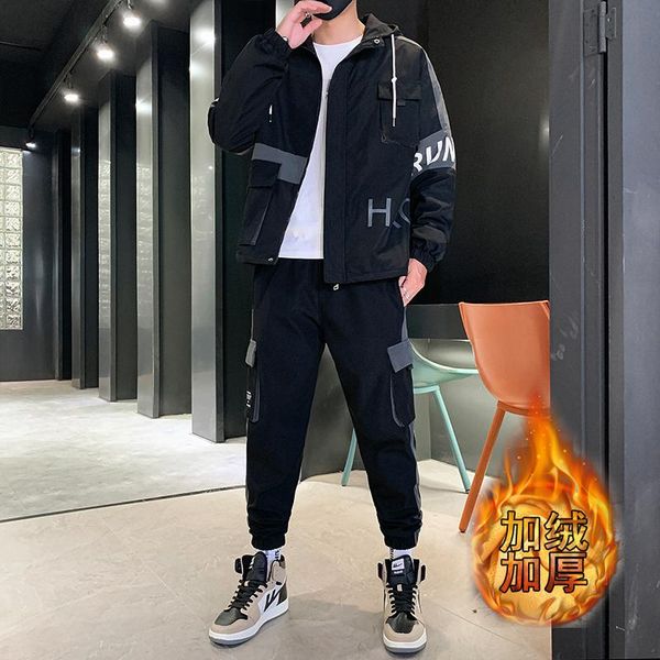 men's tracksuits autumn and winter hip hop military men tracksuit pocket loose plus velvet jacket casual warm mens sports suits street, Gray
men's tracksuits autumn and winter hip hop military men tracksuit pocket loose plus velvet jacket casual warm mens sports suits street, Gray