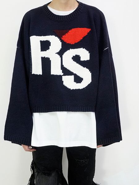 b. n independent raf19fw classic rs letter loose short sweater ins men's and women's t-shirts, White;black
b. n independent raf19fw classic rs letter loose short sweater ins men's and women's t-shirts, White;black