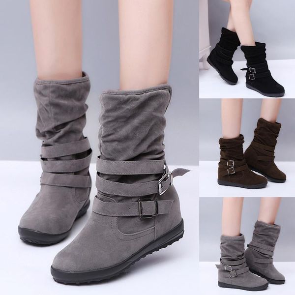 boots retro women shoes solid color flat buckle middle tube botas mujer warm winter round toe women's snow booties, Black
boots retro women shoes solid color flat buckle middle tube botas mujer warm winter round toe women's snow booties, Black