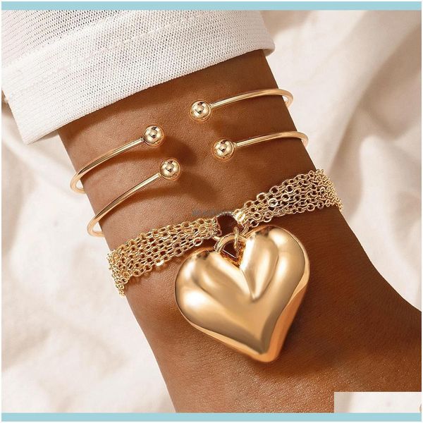 link, chain 3pcs/sets trendy heart bracelets for women charms gold color alloy metal open bangle jewelry aessories drop delivery 2021 r4lwy, Black
link, chain 3pcs/sets trendy heart bracelets for women charms gold color alloy metal open bangle jewelry aessories drop delivery 2021 r4lwy, Black