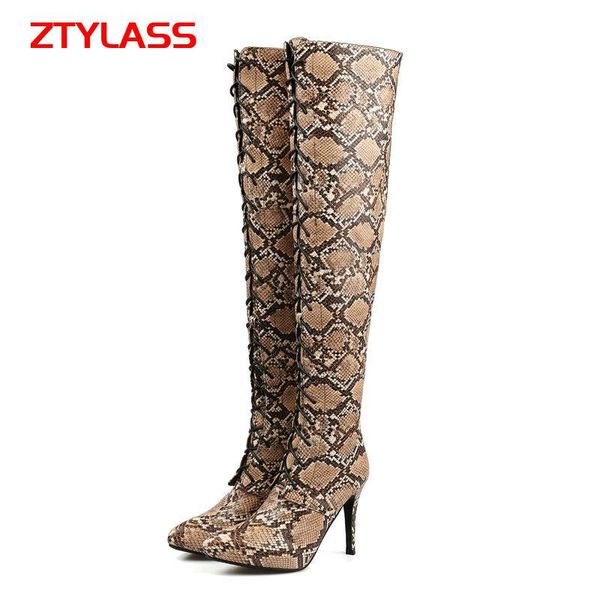 boots 2021 autumn winter sanke print women knee high fashion cross tied zipper thin heel long pointed toe shoes, Black
boots 2021 autumn winter sanke print women knee high fashion cross tied zipper thin heel long pointed toe shoes, Black