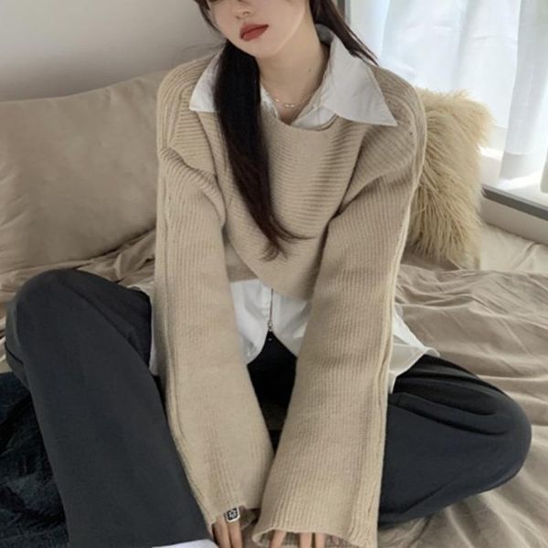 women's sweaters irregular shawl lazy style design sense sweater autumn winter short pullover fashion, White;black
women's sweaters irregular shawl lazy style design sense sweater autumn winter short pullover fashion, White;black