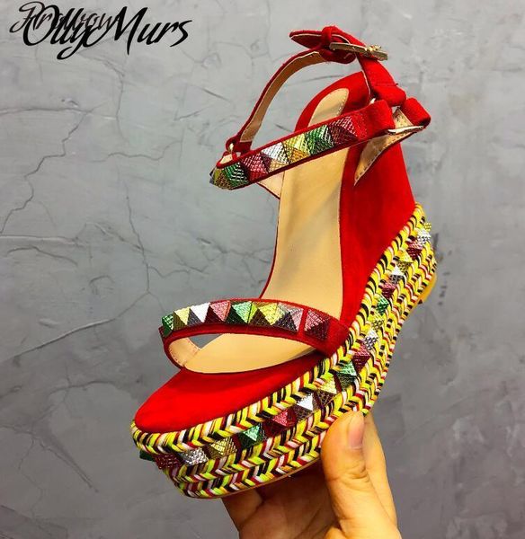 ollymurs platform sandals women designer open toe rivet mixed color wedges shoes for runway high heels dress, Black
ollymurs platform sandals women designer open toe rivet mixed color wedges shoes for runway high heels dress, Black
