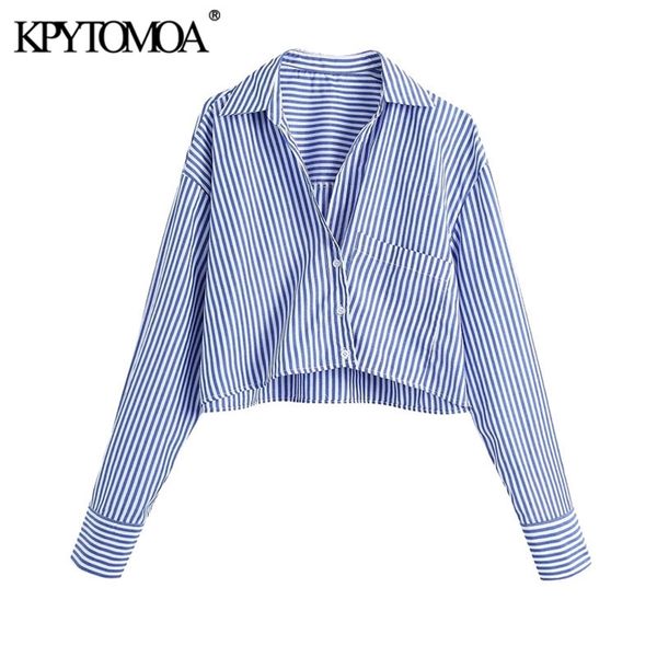 women fashion with pockets striped cropped blouses long sleeve button-up female shirts blusas chic 210420, White
women fashion with pockets striped cropped blouses long sleeve button-up female shirts blusas chic 210420, White