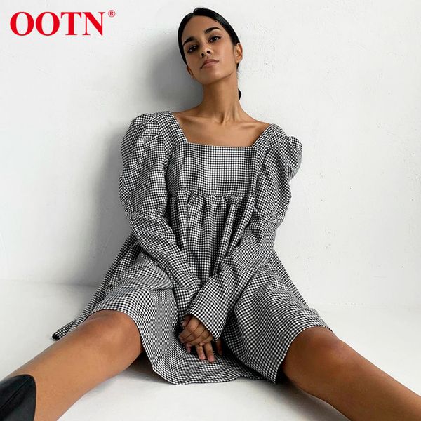 ootn black white plaid female autumn casual mini dress puff sleeve square neck elegant ladies vintage a line women dresses 2021, Black;gray
ootn black white plaid female autumn casual mini dress puff sleeve square neck elegant ladies vintage a line women dresses 2021, Black;gray