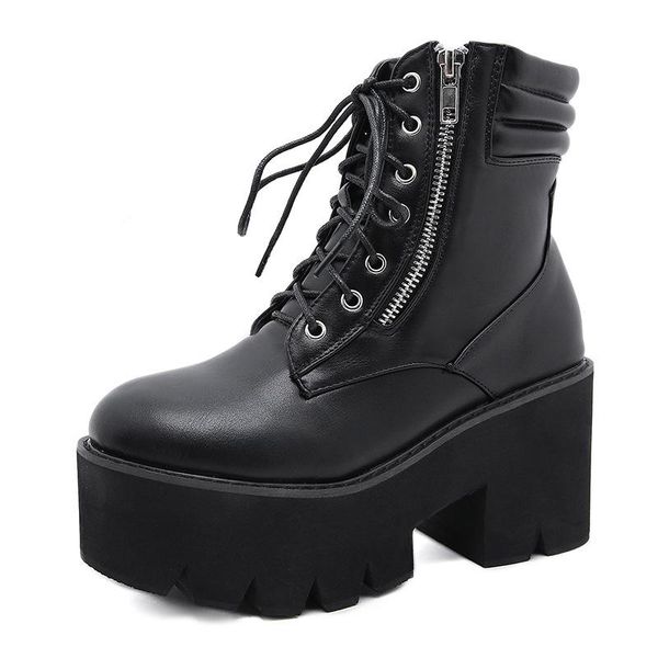 boots autumn ankle for women motorcycle chunky heels casual lacing round toe platform shoes femal, Black
boots autumn ankle for women motorcycle chunky heels casual lacing round toe platform shoes femal, Black