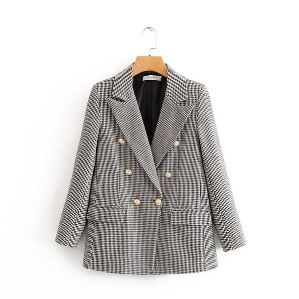women's suits & blazers office lady grey casual suit coat 2021 spring-autumn fashion plaid notched double-breasted woman elegant female, White;black
women's suits & blazers office lady grey casual suit coat 2021 spring-autumn fashion plaid notched double-breasted woman elegant female, White;black