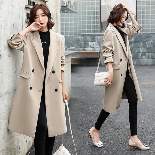 women's trench coats khaki suit jacket women 2021 loose casual temperament mid-length spring and autumn senior trend, Tan;black
women's trench coats khaki suit jacket women 2021 loose casual temperament mid-length spring and autumn senior trend, Tan;black