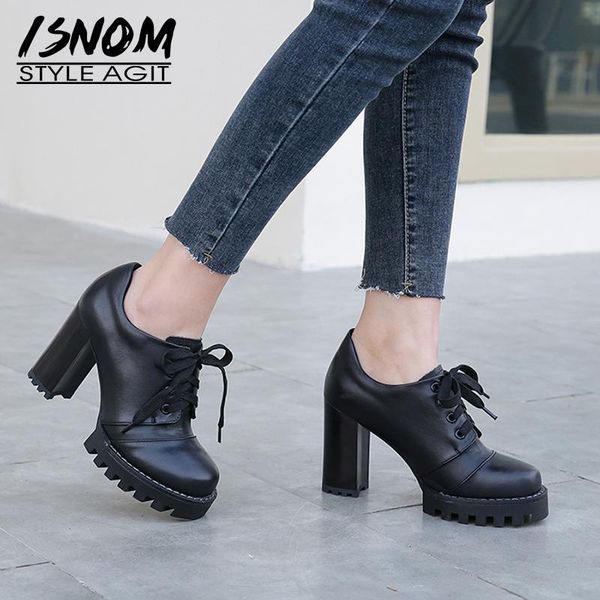 dress shoes isnom genuine leather pumps women thick high heel woman platform lace up ladies casual round toe, Black
dress shoes isnom genuine leather pumps women thick high heel woman platform lace up ladies casual round toe, Black