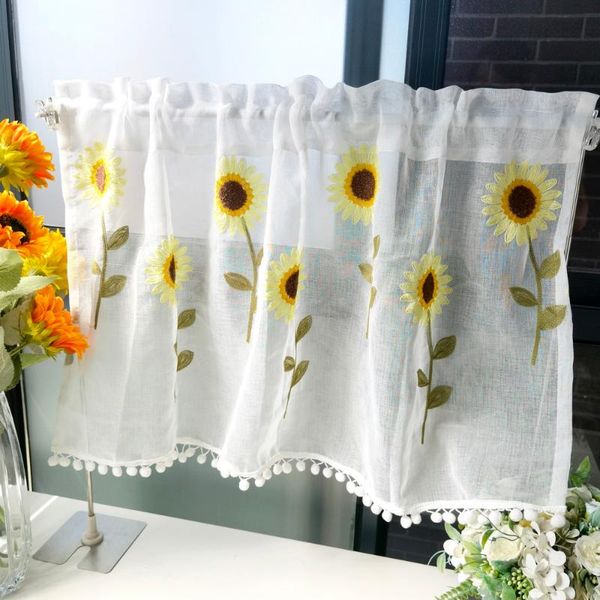 curtain & drapes rod pocket sunflower embroidery short curtains for kitchen tulle voile home partition decorative panel half 1pice #4
curtain & drapes rod pocket sunflower embroidery short curtains for kitchen tulle voile home partition decorative panel half 1pice #4