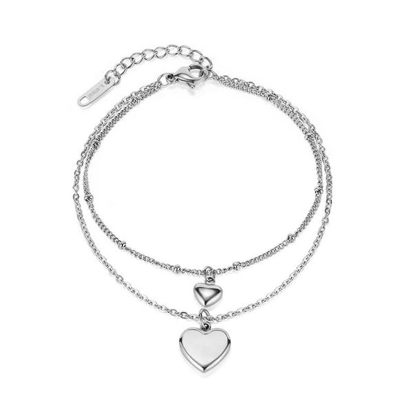 link, chain 2021 double heart-shaped titanium steel bracelet for girl trend jewelry simplicity friends birthday gift, Black
link, chain 2021 double heart-shaped titanium steel bracelet for girl trend jewelry simplicity friends birthday gift, Black