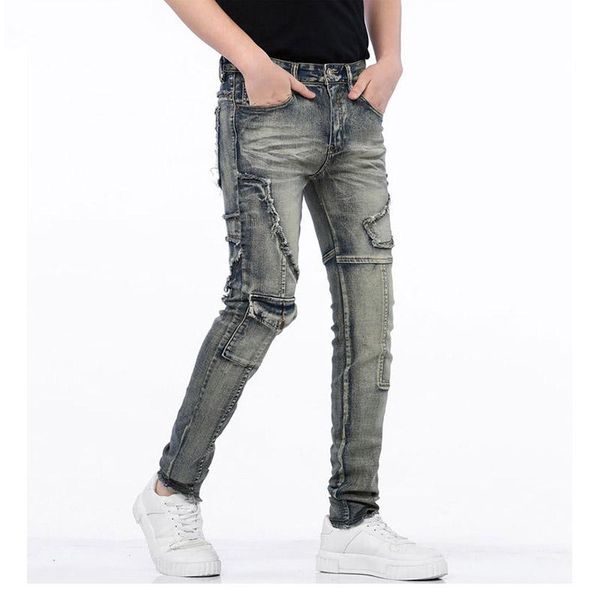 men's jeans mcikkny men hip hop biker patchwork knee pockets motorcycle denim trousers for male straight strech fit, Blue
men's jeans mcikkny men hip hop biker patchwork knee pockets motorcycle denim trousers for male straight strech fit, Blue