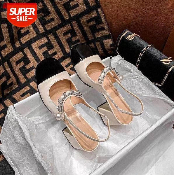 small fragrance color matching thick heel mary jane single shoes with one-word buckle, pearl chain mid-heel toe cap sandals women #zr5d, Black
small fragrance color matching thick heel mary jane single shoes with one-word buckle, pearl chain mid-heel toe cap sandals women #zr5d, Black