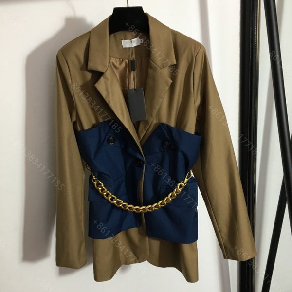designer women jacket coat suit chain belt waist detachable high-end long sleeve hoodie coats fig / ura brand casual clothes womens wholesal, Black;brown
designer women jacket coat suit chain belt waist detachable high-end long sleeve hoodie coats fig / ura brand casual clothes womens wholesal, Black;brown