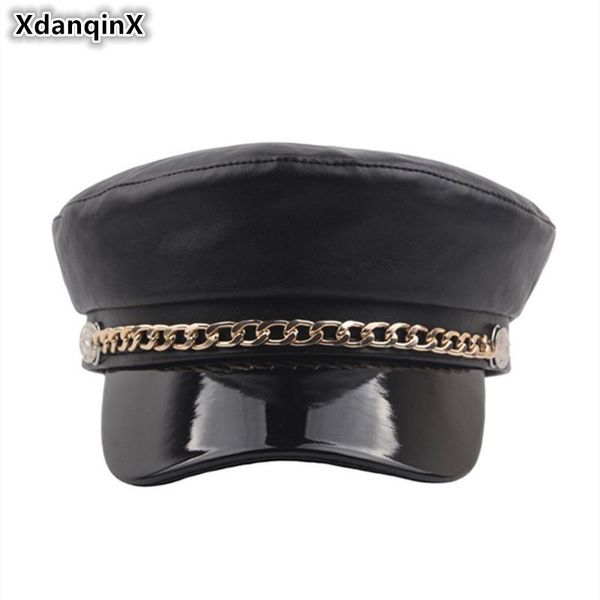 berets xdanqinx winter women's flat cap elegant pu leather army military hats solid warm tongue hat for women snapback lady caps, Blue;gray
berets xdanqinx winter women's flat cap elegant pu leather army military hats solid warm tongue hat for women snapback lady caps, Blue;gray