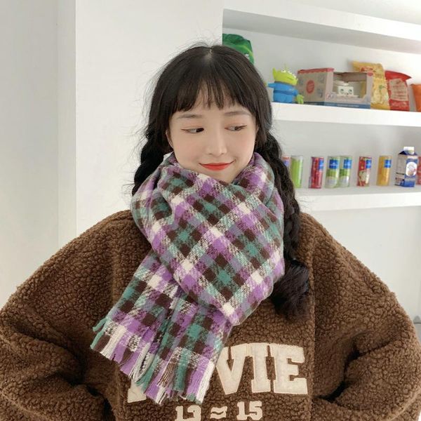 scarf female winter ins girl japanese literature and art long cashmere thickened student plaid shawl scarves, Blue;gray
scarf female winter ins girl japanese literature and art long cashmere thickened student plaid shawl scarves, Blue;gray