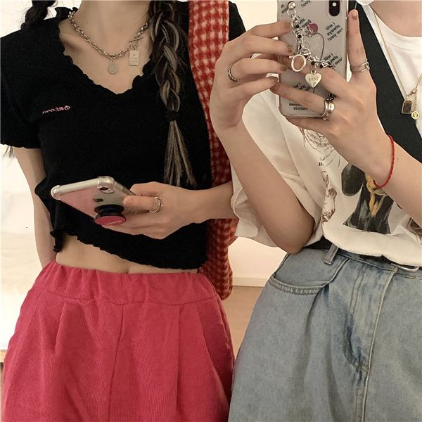 polos ytx402 white v-neck women's design sense deep shirt summer korean version of short navel
polos ytx402 white v-neck women's design sense deep shirt summer korean version of short navel