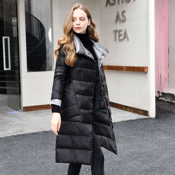 women's jackets winter stand collar white duck down inner light long jacket women coat casaco feminino parkas, Black;brown
women's jackets winter stand collar white duck down inner light long jacket women coat casaco feminino parkas, Black;brown