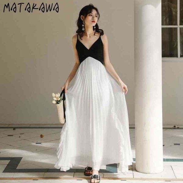 matakawa sundress chiffon v-neck backless dress women stitching pleated dresses spaghetti strap robe femme beach long vestido 210513, Black;gray
matakawa sundress chiffon v-neck backless dress women stitching pleated dresses spaghetti strap robe femme beach long vestido 210513, Black;gray