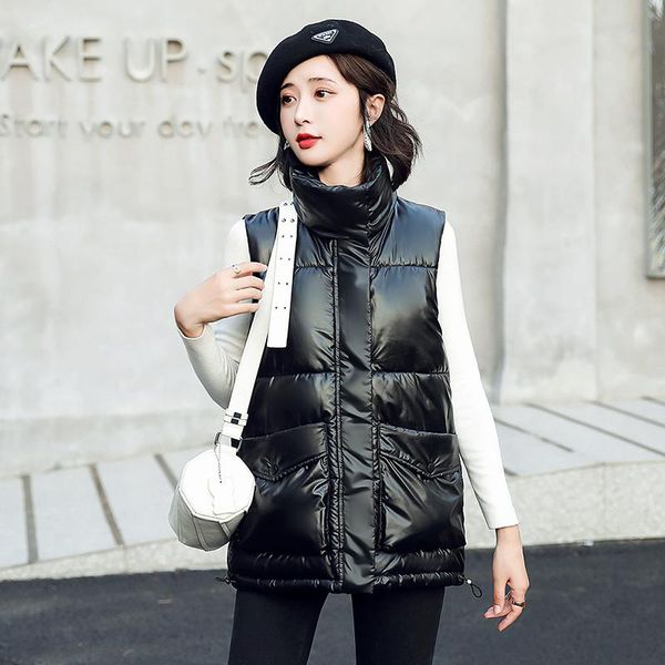 women's vests glossy sleeveless jacket stand collar ladies casual waistcoat zipper pockets solid fashion female autumn winter, Black;white
women's vests glossy sleeveless jacket stand collar ladies casual waistcoat zipper pockets solid fashion female autumn winter, Black;white