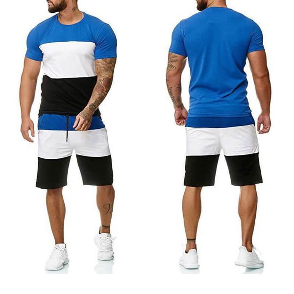 men's tracksuits summer patchwork tracksuit striped short sleeve 2 piece sports workout clothing men shorts set t shirt and 2021, Gray
men's tracksuits summer patchwork tracksuit striped short sleeve 2 piece sports workout clothing men shorts set t shirt and 2021, Gray
