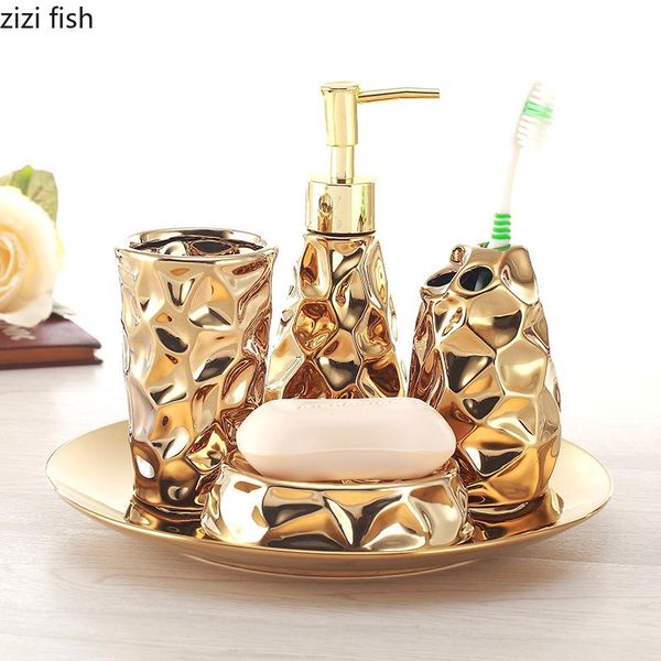 bath accessory set european golden ceramics bathroom four piece toiletry toothbrush cup mouthwash lotion bottle soap dish jewelry tray
bath accessory set european golden ceramics bathroom four piece toiletry toothbrush cup mouthwash lotion bottle soap dish jewelry tray