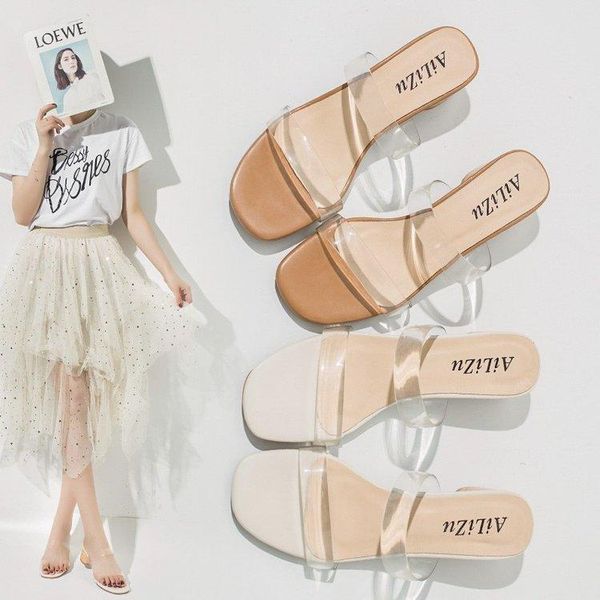 dress shoes transparent slippers women's summer wear fashion a- line high heel semi-high heeled chunky all-match, Black
dress shoes transparent slippers women's summer wear fashion a- line high heel semi-high heeled chunky all-match, Black