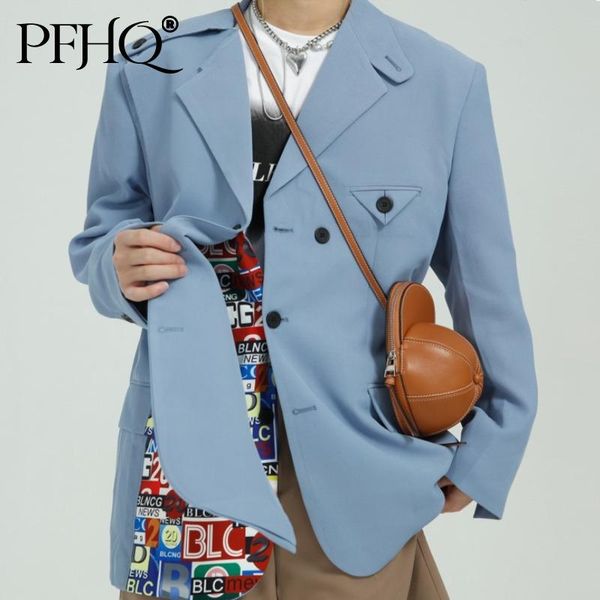 men's suits & blazers pfhq 2021 autumn korean streetwear patchwork jacket men's design trend casual blue blazer for male high qualt, White;black
men's suits & blazers pfhq 2021 autumn korean streetwear patchwork jacket men's design trend casual blue blazer for male high qualt, White;black