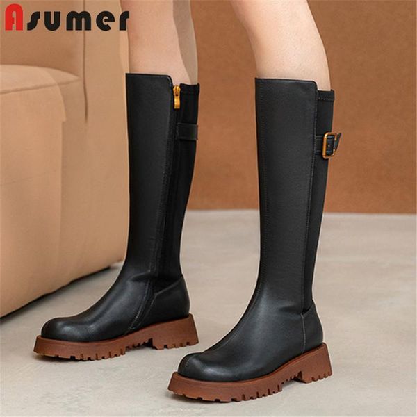boots asumer 2022 genuine leather shoes women riding thick bottom autumn winter simple knee high black
boots asumer 2022 genuine leather shoes women riding thick bottom autumn winter simple knee high black