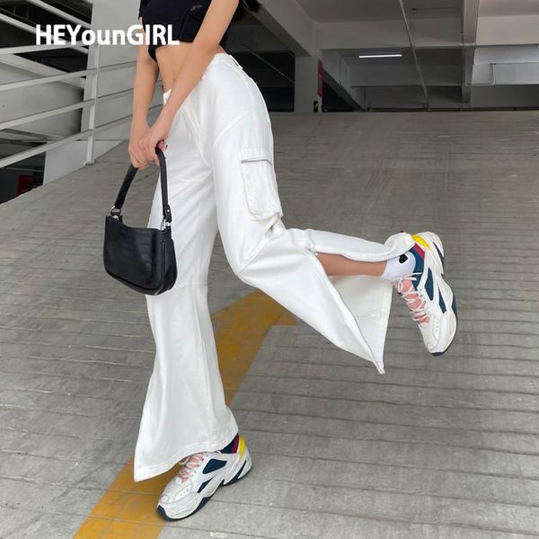 heyoungirl casual hip hop white cargo pants women pockets fashion high waist jeans ladies streetwear cotton denim trousers 2021 women's, Black;white
heyoungirl casual hip hop white cargo pants women pockets fashion high waist jeans ladies streetwear cotton denim trousers 2021 women's, Black;white