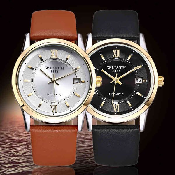 automatic wlisth 2021 men's watch mechanical waterproof high-end business leather belt with calendar twin-side hole, Slivery;brown
automatic wlisth 2021 men's watch mechanical waterproof high-end business leather belt with calendar twin-side hole, Slivery;brown
