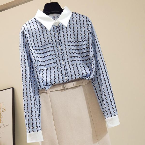 women's blouses & shirts chiffon printed women summer 2021 turn-down collar long-sleeved elegant office lady outwear, White
women's blouses & shirts chiffon printed women summer 2021 turn-down collar long-sleeved elegant office lady outwear, White