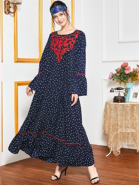 maxi dress for women polka dot print vintage ethnic embroidery loose long sleeve arabic muslim islamic clothing moroccan kaftan, Red
maxi dress for women polka dot print vintage ethnic embroidery loose long sleeve arabic muslim islamic clothing moroccan kaftan, Red