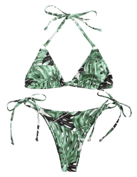 women's swimwear printed bikini strap swimsuit two piece set floral, White;black 
women's swimwear printed bikini strap swimsuit two piece set floral, White;black