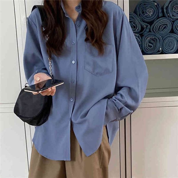 long sleeve elegant shirt blue button vintage blouse turn down collar office ladies female casual women 95a 210420, White
long sleeve elegant shirt blue button vintage blouse turn down collar office ladies female casual women 95a 210420, White