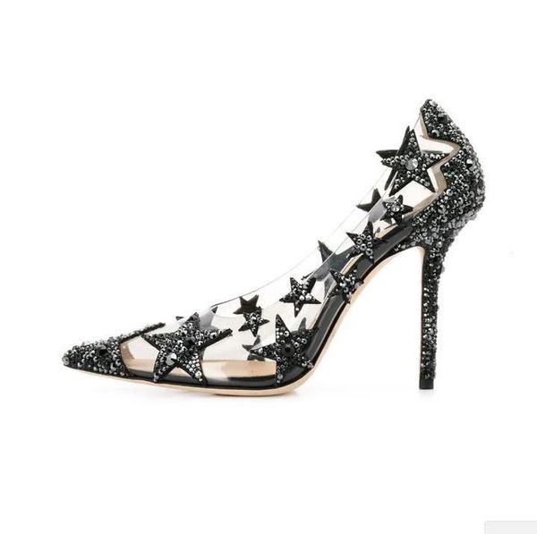 fashion black star pointed toe high heels crystals embellished pvc heel woman shoes slip-on transparent real pos sandals
fashion black star pointed toe high heels crystals embellished pvc heel woman shoes slip-on transparent real pos sandals