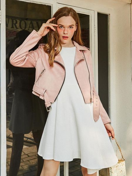 women's jackets women korean pink short suede jacket female zipper belt slim fashion spring autumn elegant coat ol casual winter, Black;brown
women's jackets women korean pink short suede jacket female zipper belt slim fashion spring autumn elegant coat ol casual winter, Black;brown