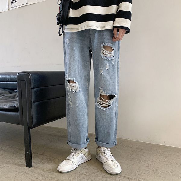 ripped straight jeans mens fashion washed casual retro jeans men streetwear loose hip-hop hole denim trousers mens s-2xl, Blue
ripped straight jeans mens fashion washed casual retro jeans men streetwear loose hip-hop hole denim trousers mens s-2xl, Blue